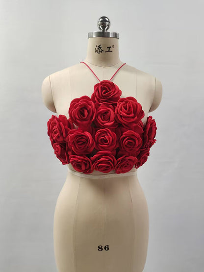 Rose Woven Halterneck