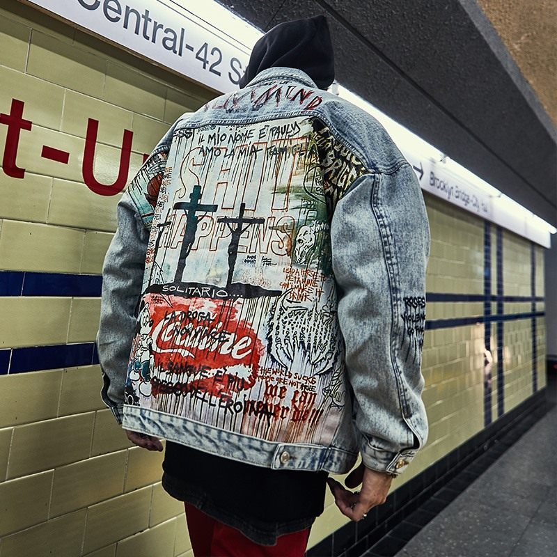 Graffiti painted denim