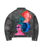 Vapor Wave Graffiti Denim Print Jacket