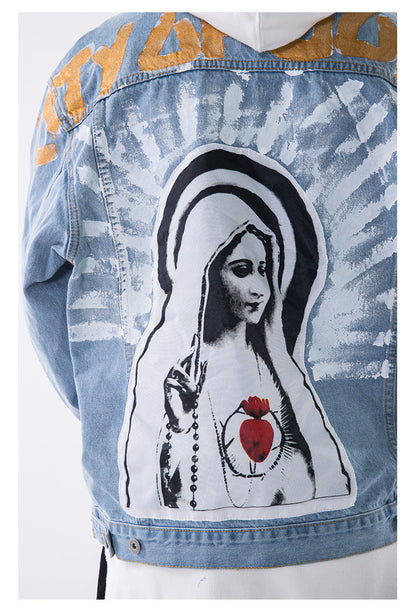 Saintess Oil Painting Denim Jacket