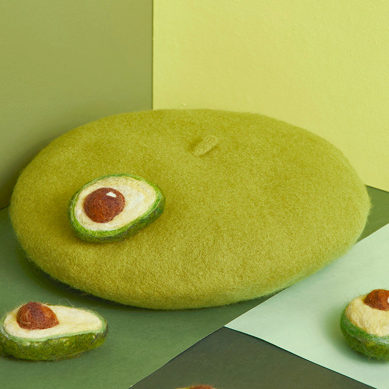 Avocado felt beret