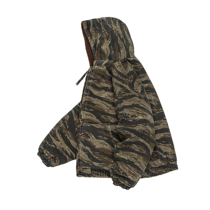 Winter New Camouflage Lamb Fur Lining Hooded Cotton Jacket Men