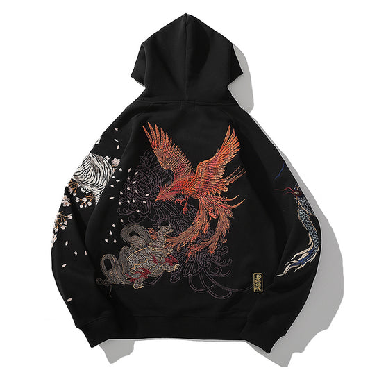 Embroidered Dragon Tiger Hoodie