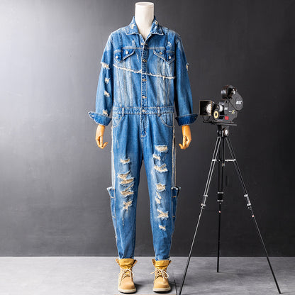 Denim Ripped Jumpsuit