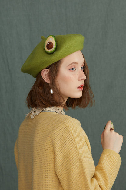 Avocado felt beret