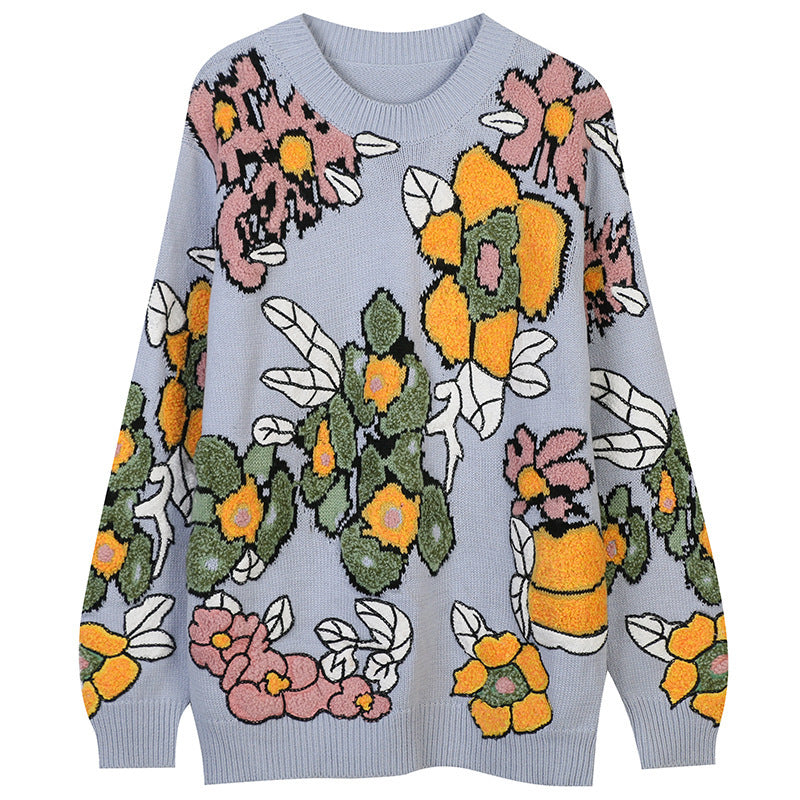 Knitted Floral Long Sleeve