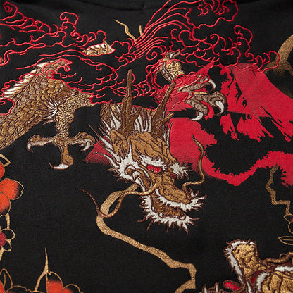 Embroidered Japanese dragon hoodie