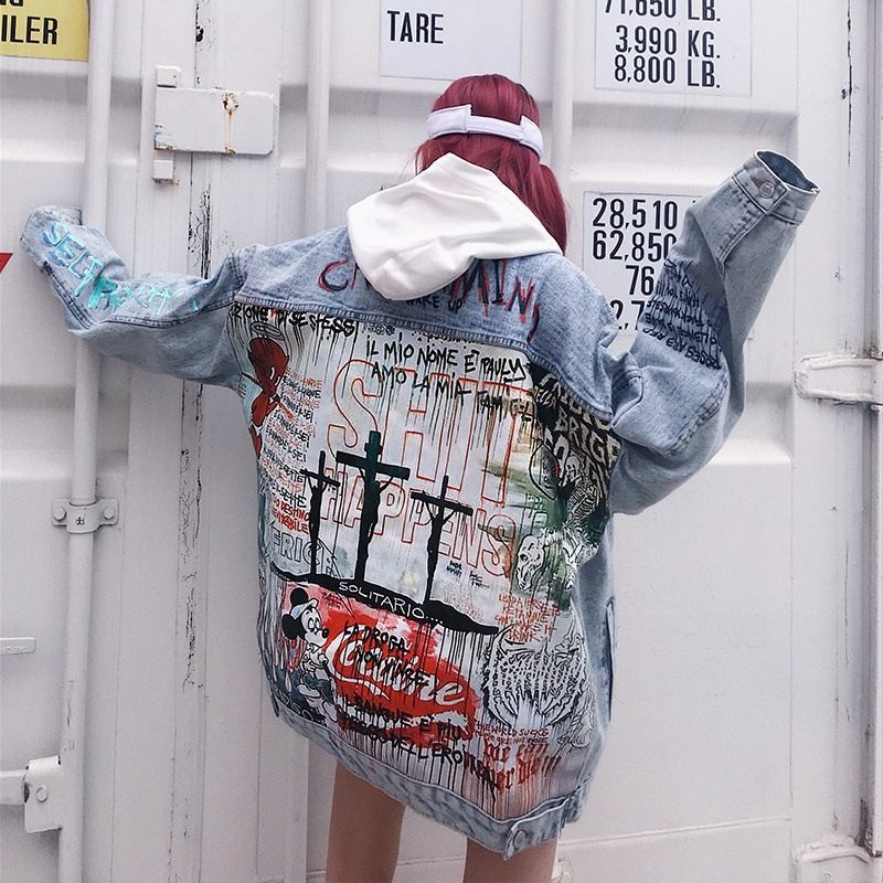 Graffiti painted denim