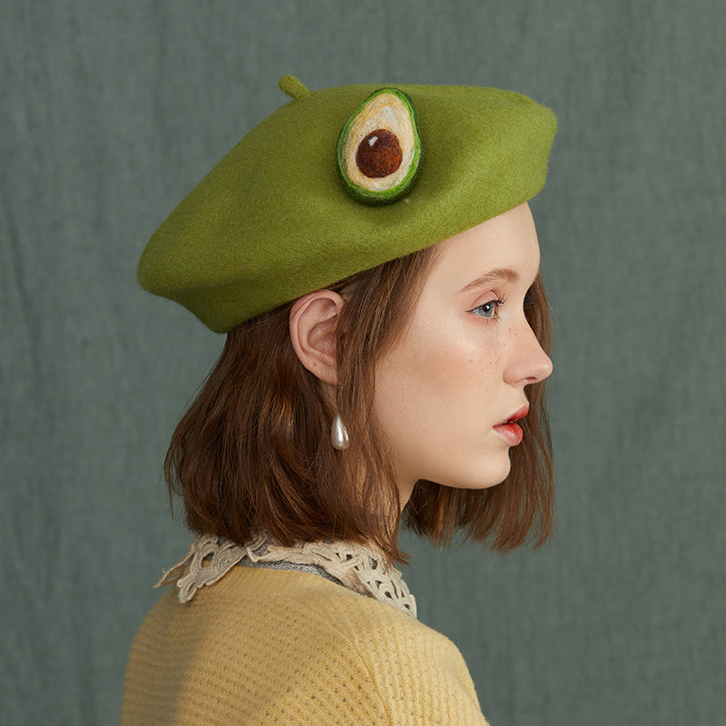 Avocado felt beret