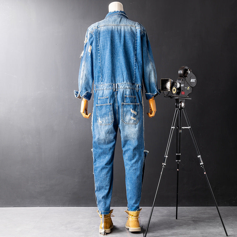 Denim Ripped Jumpsuit