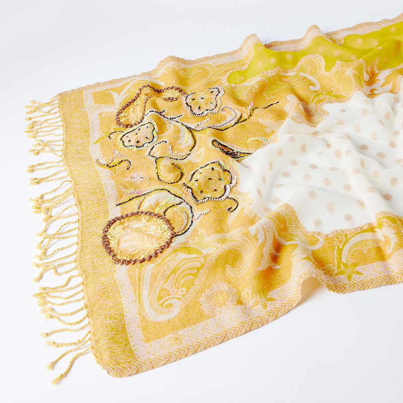 Embroidery Boiled Wool Scarf