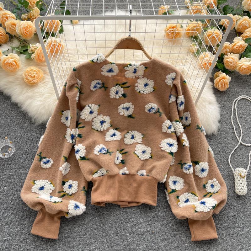 Foam Flowered Single-breasted Cardigan