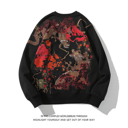 Embroidered Japanese dragon hoodie