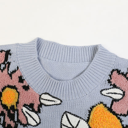 Knitted Floral Long Sleeve