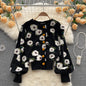 Foam Flowered Single-breasted Cardigan