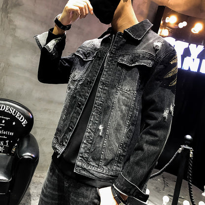 Denim Embroiled Diamond eagle jaket