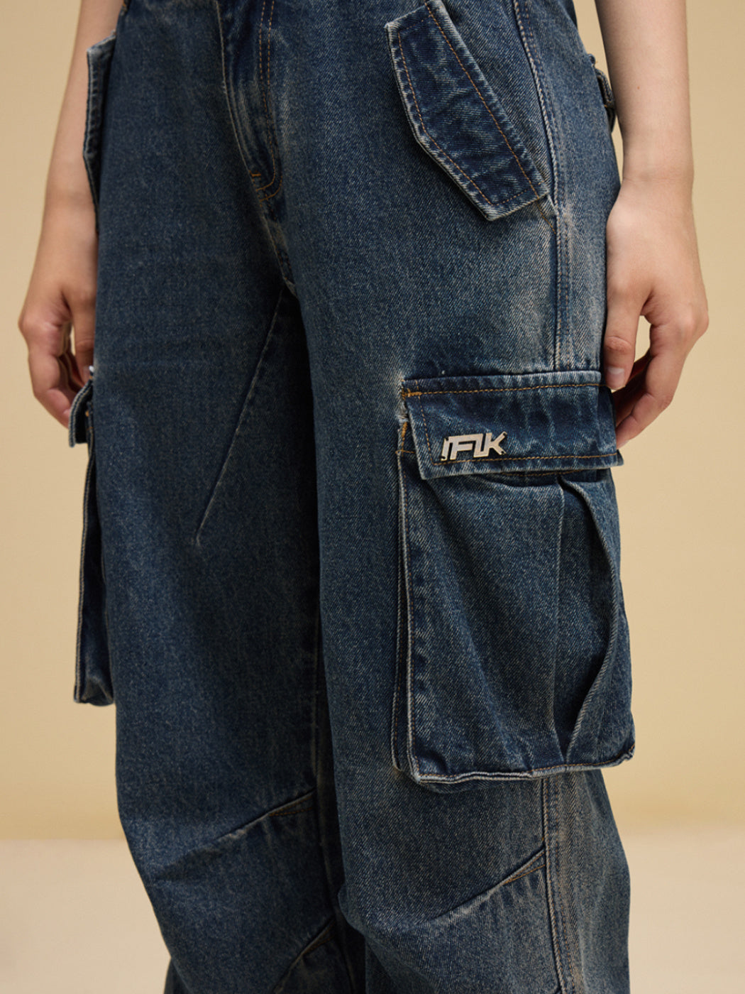 Denim cargo jeans