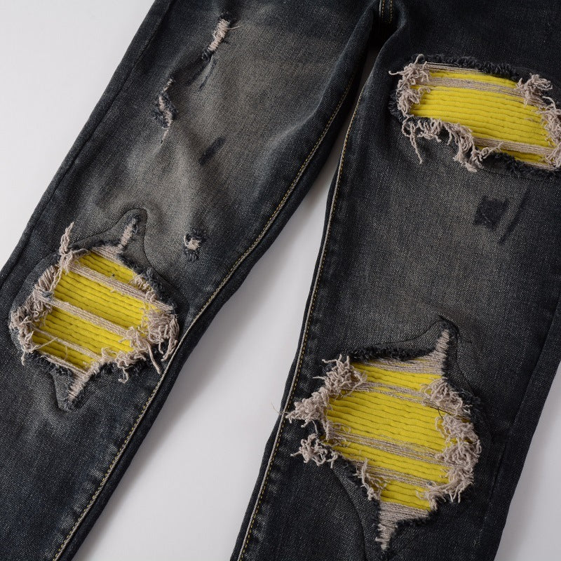 canary yellow denim jeans