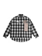 Street Hip Hop Fabric Patchwork Plaid Loose Casual Long Sleeve Shirt